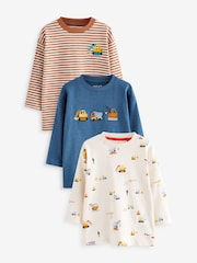 Blue Diggers Long Sleeve Transport T-Shirts 3 Pack (3mths-7yrs) - Image 1 of 7