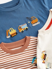 Blue Diggers Long Sleeve Transport T-Shirts 3 Pack (3mths-7yrs) - Image 6 of 7