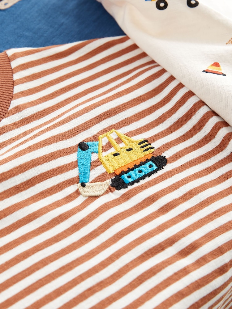 Blue Diggers Long Sleeve Transport T-Shirts 3 Pack (3mths-7yrs) - Image 7 of 7