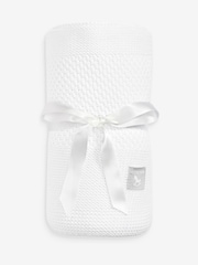 The Little Tailor White Large Supersoft Textured Knitted 100% Cotton Blanket - Image 1 of 2
