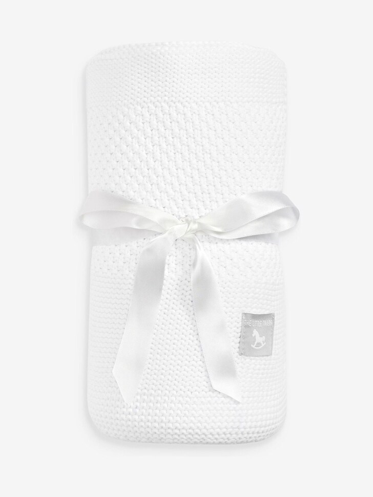 The Little Tailor Grey The Little Tailor Knitted Stripe Baby Blanket