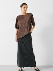 Hush Brown/Gold Michaela Sparkle Shoulder Pad Top - Image 3 of 5
