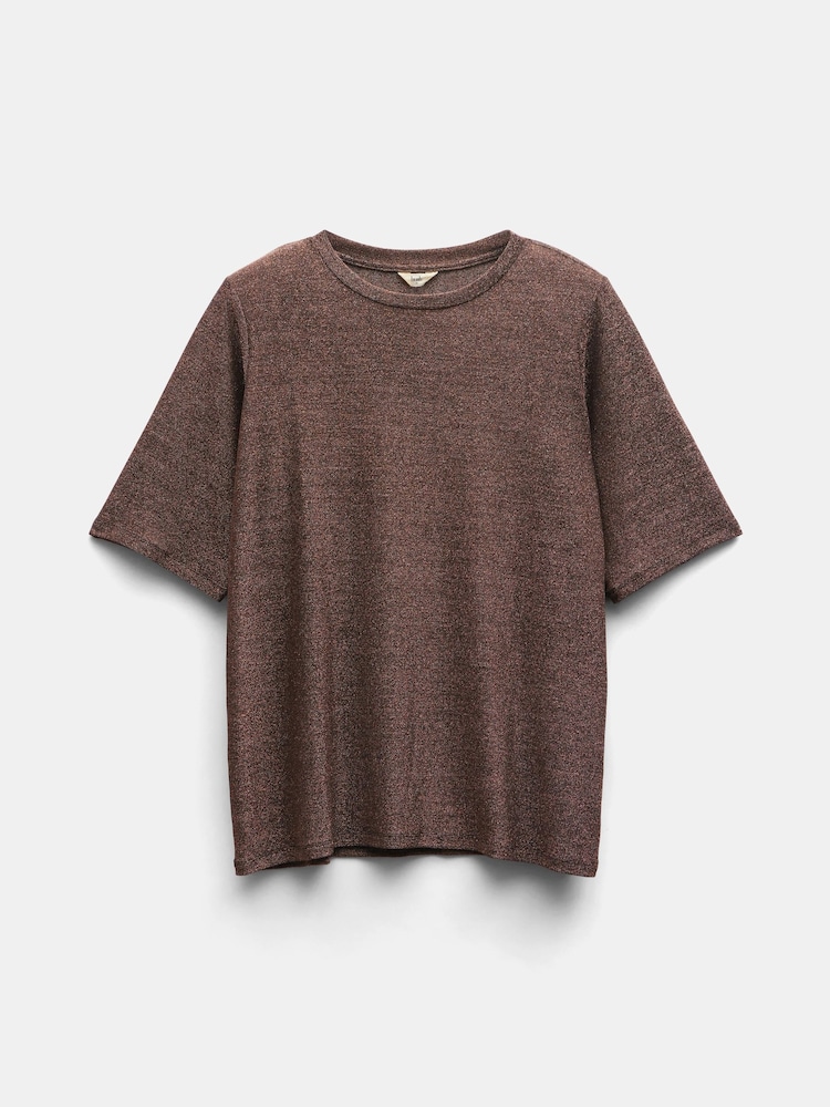 Hush Brown/Gold Michaela Sparkle Shoulder Pad Top - Image 5 of 5