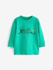 Green/Black Bear 100% Cotton Long Sleeve Animal Print Character T-Shirts 3 Pack (3mths-7yrs) - Image 3 of 6