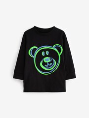 Green/Black Bear 100% Cotton Long Sleeve Animal Print Character T-Shirts 3 Pack (3mths-7yrs) - Image 4 of 6