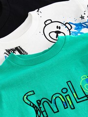 Green/Black Bear 100% Cotton Long Sleeve Animal Print Character T-Shirts 3 Pack (3mths-7yrs) - Image 6 of 6