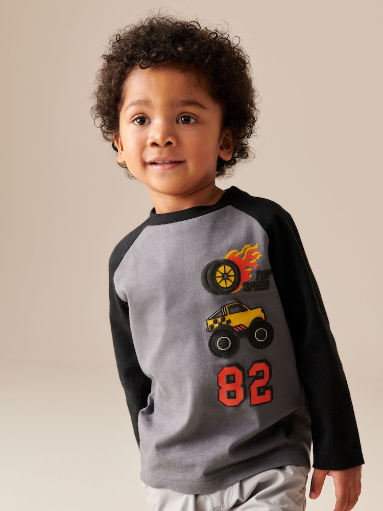 Black/White/Red Long Sleeve Transport T-Shirts 3 Pack (3mths-7yrs) - Image 2 of 9