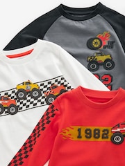 Black/White/Red Long Sleeve Transport T-Shirts 3 Pack (3mths-7yrs) - Image 9 of 9