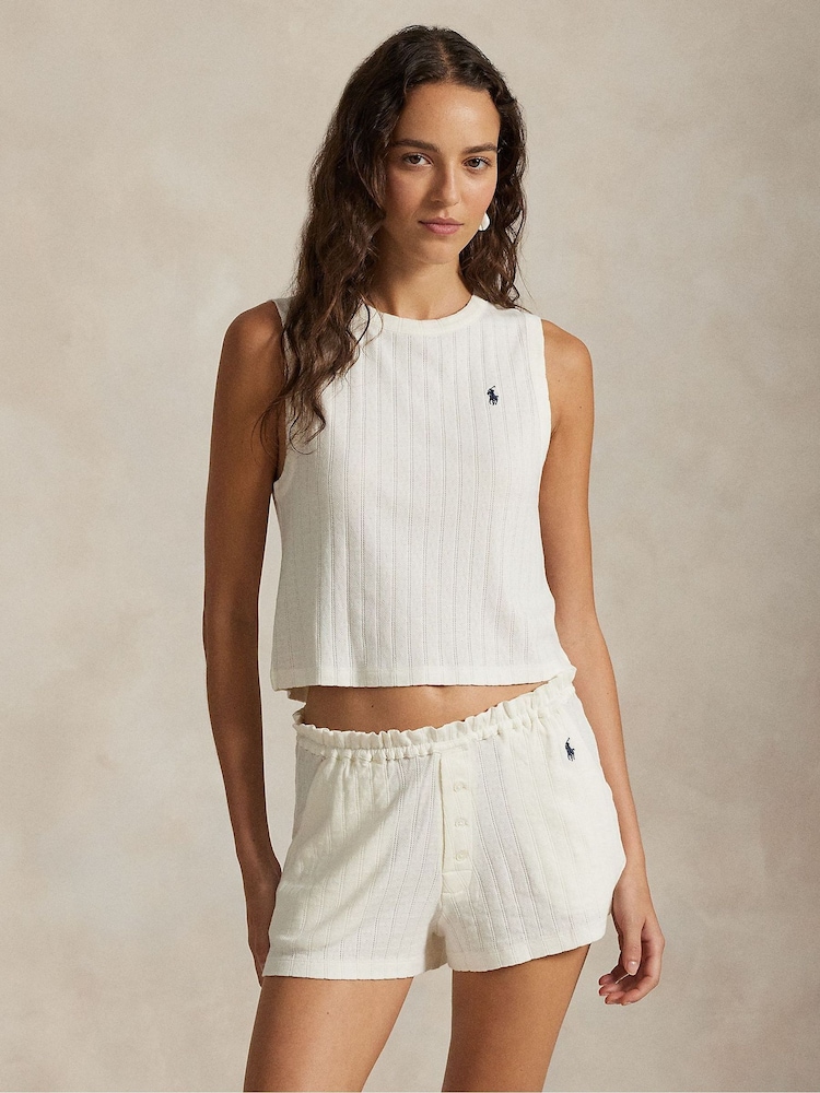 Polo Ralph Lauren Pointelle Cotton Top & Shorts Sleep Set - 4суретінің 4 суреті