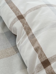 Catherine Lansfield Natural Brushed 100% Cotton Check Reversible Duvet Cover Set - Image 4 of 4