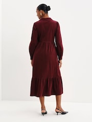 Finery Red Callie Corduroy Long Sleeve Midi Dress - Image 2 of 5