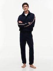 Tommy Hilfiger Blue Global Stripe Button Lounge Sweatshirt - Image 3 of 5