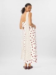 Whistles Cream Jacquard Spot Scarf Back Dress - Image 1 of 5