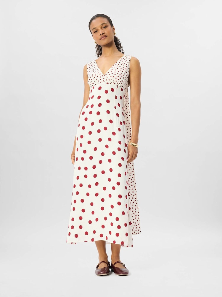 Whistles Cream Jacquard Spot Scarf Back Dress - Image 2 of 5