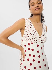 Whistles Cream Jacquard Spot Scarf Back Dress - Image 3 of 5