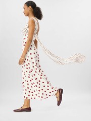 Whistles Cream Jacquard Spot Scarf Back Dress - Image 4 of 5