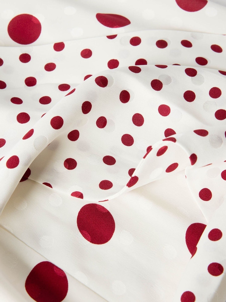 Whistles Cream Jacquard Spot Scarf Back Dress - Image 5 of 5