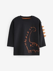 rjava/White Dinosaur - 100% bombaž dolg rokav; z dolgimi rokavi živalski vzorci Znak majica 3 Pack (3mths-7yrs) - Slika 3 iz 6