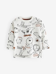 rjava/White Dinosaur - 100% bombaž dolg rokav; z dolgimi rokavi živalski vzorci Znak majica 3 Pack (3mths-7yrs) - Slika 4 iz 6