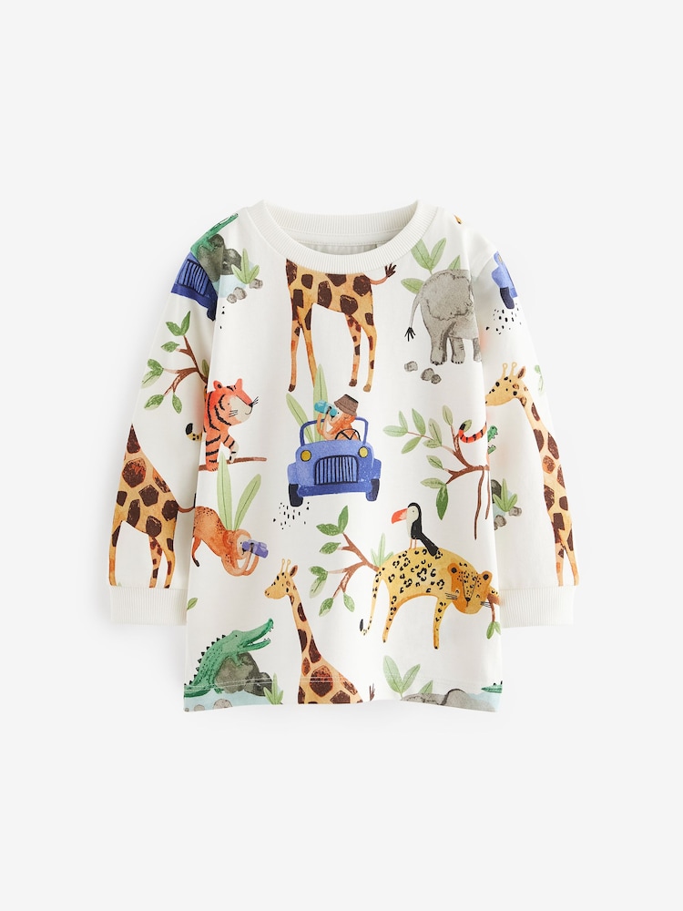 Blue/Yellow Safari Long Sleeve Animal Print Character T-Shirts 3 Pack (3mths-7yrs) - Image 2 of 6