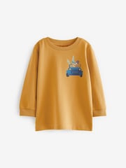 Blue/Yellow Safari Long Sleeve Animal Print Character T-Shirts 3 Pack (3mths-7yrs) - Image 3 of 6