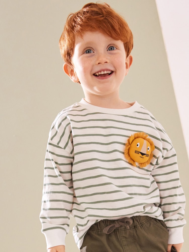 Green/Purple Long Sleeve Animal Print Character T-Shirts 3 Pack (3mths-7yrs) - Image 2 of 10