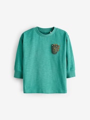 Green/Purple Long Sleeve Animal Print Character T-Shirts 3 Pack (3mths-7yrs) - Image 6 of 10
