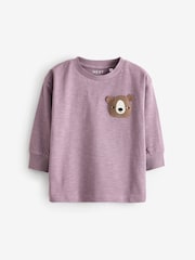 Green/Purple Long Sleeve Animal Print Character T-Shirts 3 Pack (3mths-7yrs) - Image 8 of 10