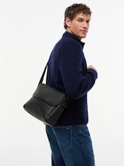 Tommy Hilfiger Black Global Stripe Strap Textured Messenger Bag - Image 1 of 5