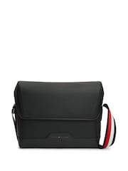 Tommy Hilfiger Black Global Stripe Strap Textured Messenger Bag - Image 2 of 5