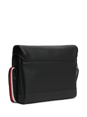 Tommy Hilfiger Black Global Stripe Strap Textured Messenger Bag - Image 3 of 5
