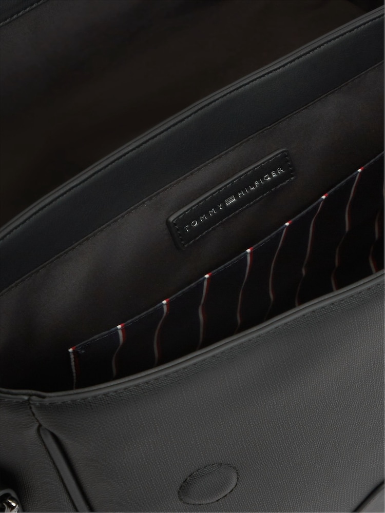 Tommy Hilfiger Black Global Stripe Strap Textured Messenger Bag - Image 5 of 5