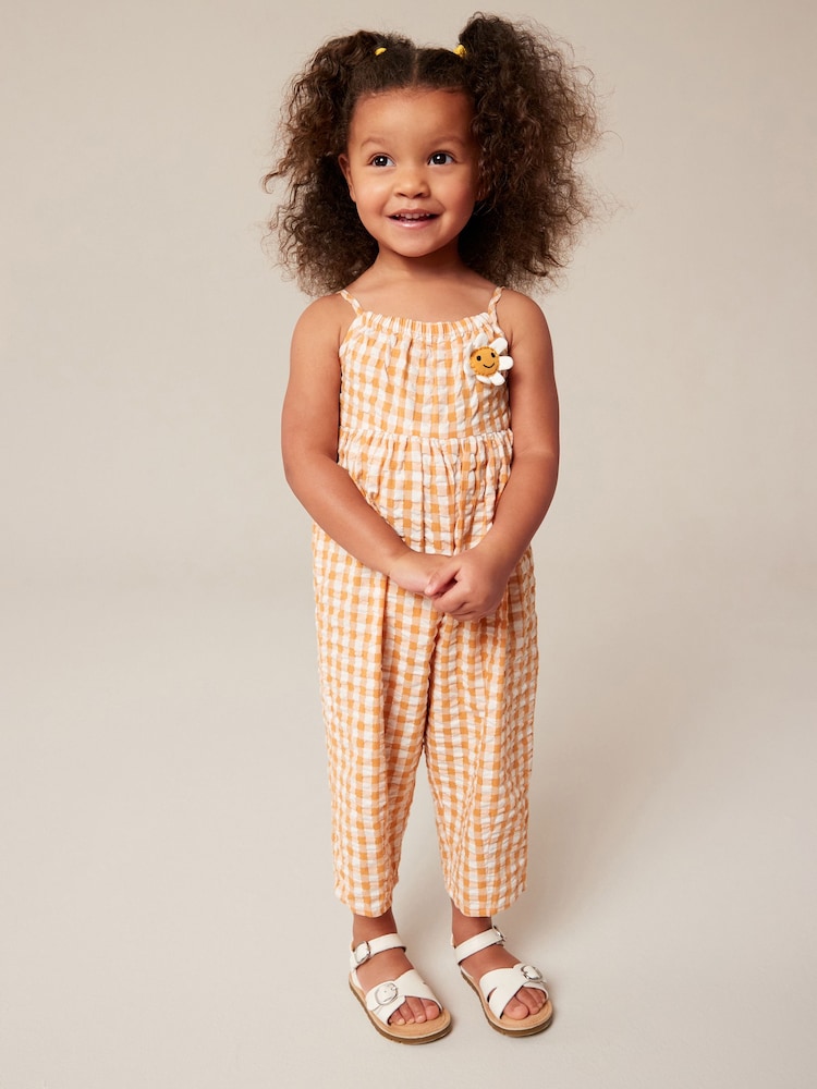 Orange Gingham Loose Playsuit (3mths-7yrs) - Image 2 of 7 Orange Gingham Loose Playsuit (3mths-7yrs) - Image 2 of 7