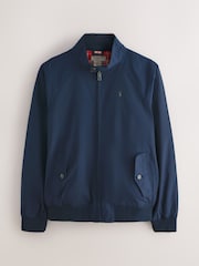 Navy Shower Resistant Harrington Jacket With Stag Embroidery - Image 1 of 5