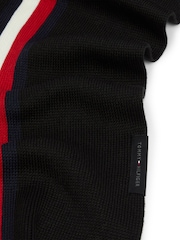 Tommy Hilfiger Black Global Stripe Wool Blend Scarf - Image 3 of 4