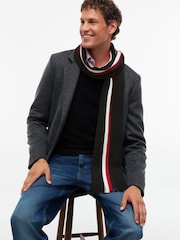 Tommy Hilfiger Black Global Stripe Wool Blend Scarf - Image 4 of 4