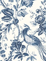 Woodchip & Magnolia Blue Plumage Wallpaper - Image 2 of 3