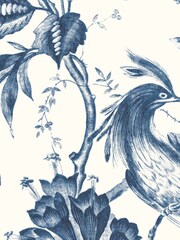 Woodchip & Magnolia Blue Plumage Wallpaper - Image 3 of 3