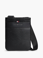 Tommy Hilfiger Black Metal Logo Textured Cross-Body Bag - Image 1 of 5