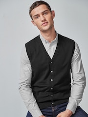 Black Regular Sleeveless Cardigan - Image 1 of 4