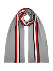 Tommy Hilfiger Grey Global Stripe Wool Blend Scarf - Image 1 of 4