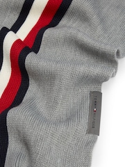 Tommy Hilfiger Grey Global Stripe Wool Blend Scarf - Image 3 of 4