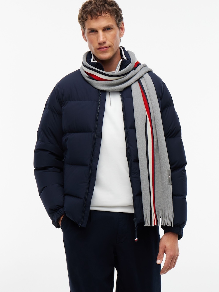 Tommy Hilfiger Grey Global Stripe Wool Blend Scarf - Image 4 of 4