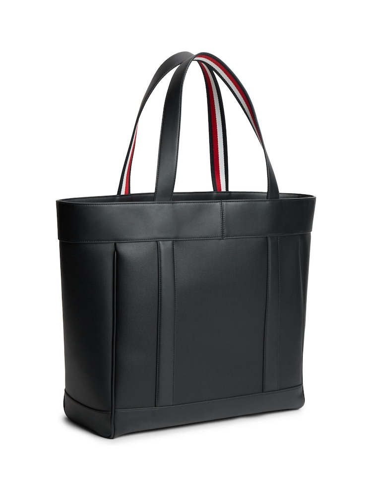 Tommy Hilfiger Black Global Stripe Textured Tote Bag - Image 2 of 5