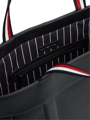 Tommy Hilfiger Black Global Stripe Textured Tote Bag - Image 3 of 5