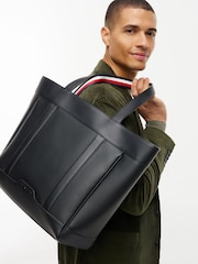 Tommy Hilfiger Black Global Stripe Textured Tote Bag - Image 5 of 5