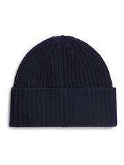 Tommy Hilfiger Blue Pure Wool Chunky Rib-Knit Beanie - Image 2 of 3