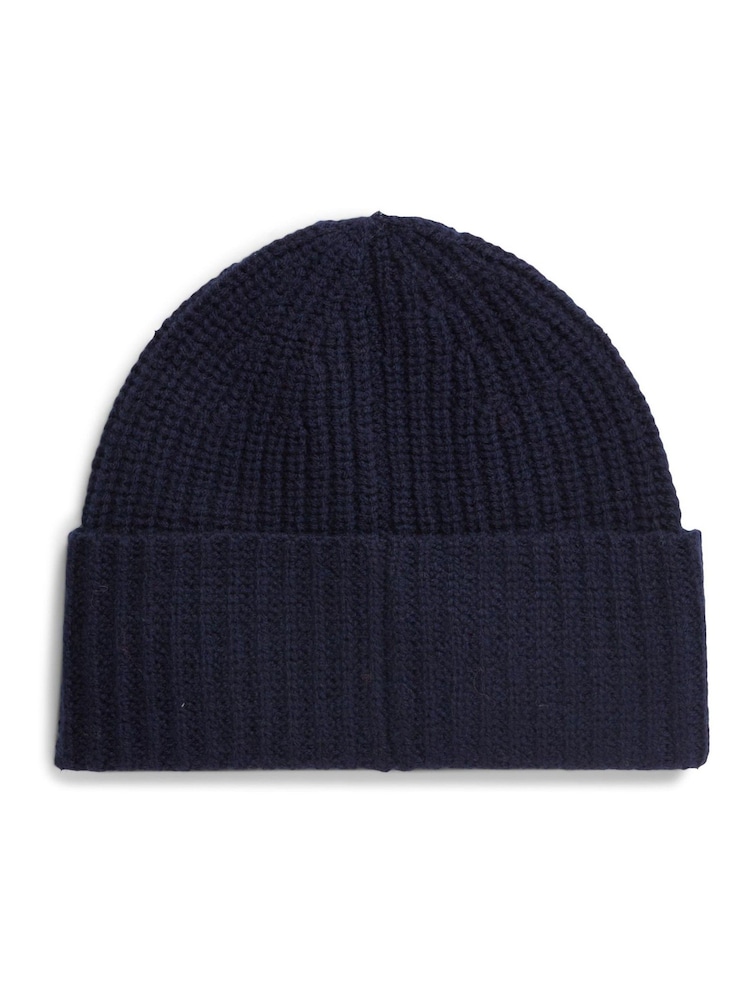 Tommy Hilfiger Blue Pure Wool Chunky Rib-Knit Beanie - Image 2 of 3