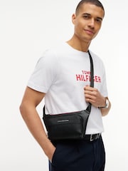 Tommy Hilfiger Black Metal Logo Textured Cross-Body Bum Bag - Image 1 of 5