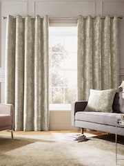 Hyperion Cream Selene Luxury Chenille Weighted Thermal Lined Eyelet Curtains - Image 2 of 4